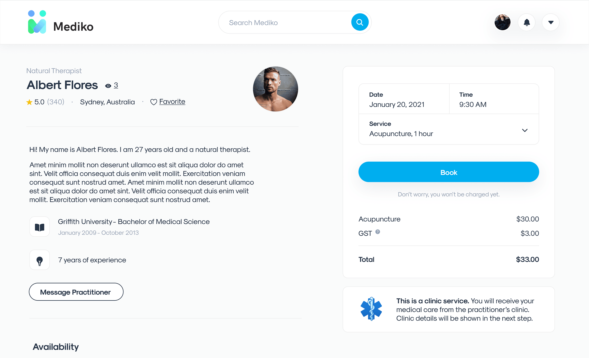 Booking of practitioner 3